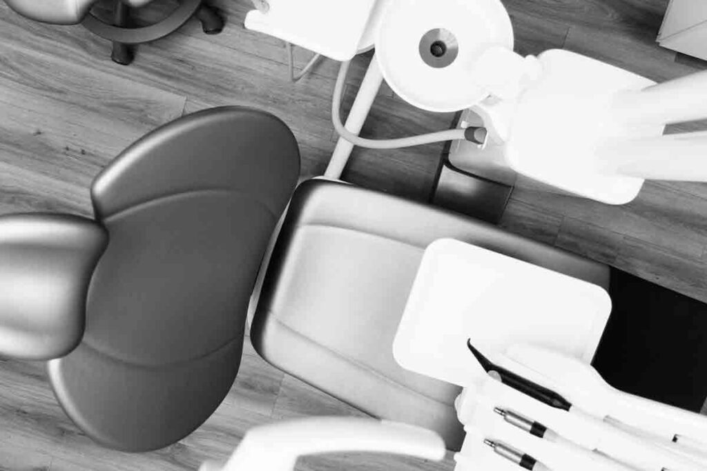 shot of empty chair at dental office
